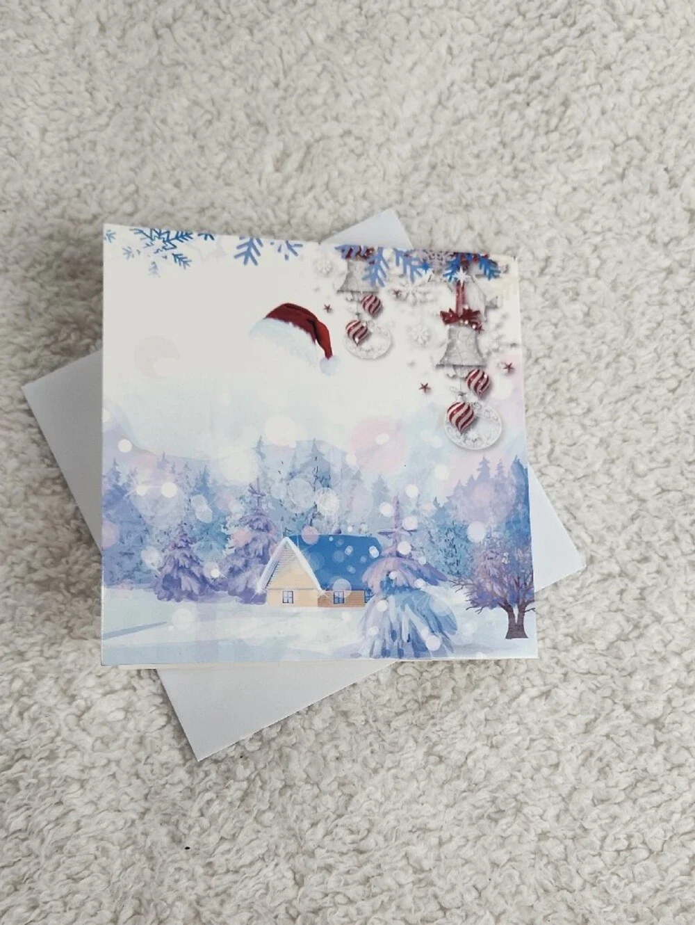 Sparkling Winter Puppy & Owls Holiday Diamond Painting Art Card - Blue Accents
